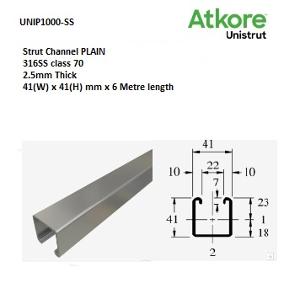 STRUT PLAIN 41 x 41mm ST/STEEL 6M