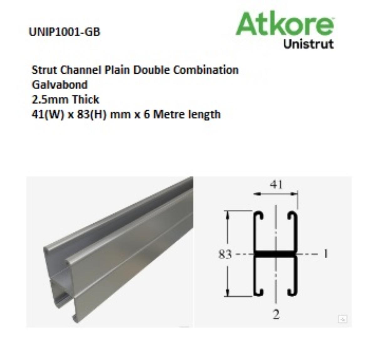 COMB STRUT BACK TO BACK 41X82MM 6M G/B