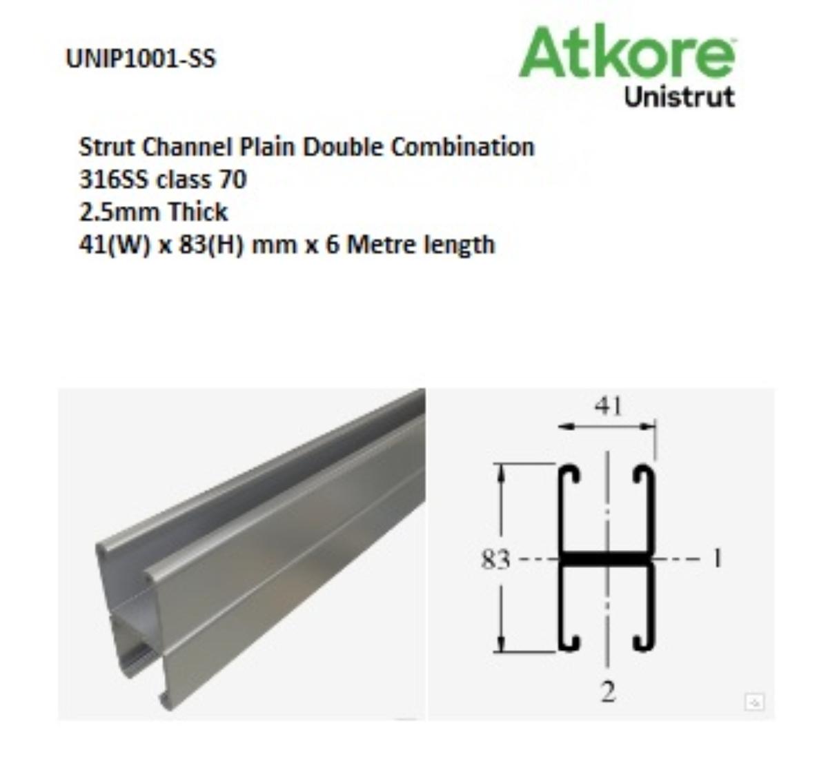 COMB STRUT BACK TO BACK 41X82MM 6M S/S