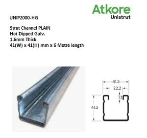 STRUT PLAIN 41X41MM L/DUTY HDG 6M