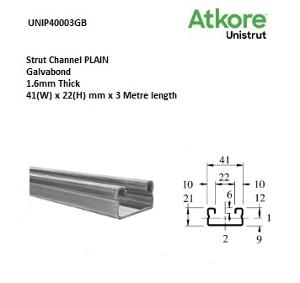 STRUT PLAIN 41X22MM L/DUTY ALUMINIUM 3M