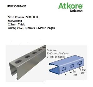 SLOTTED STRUTL 41X62MM 6MTR G/B