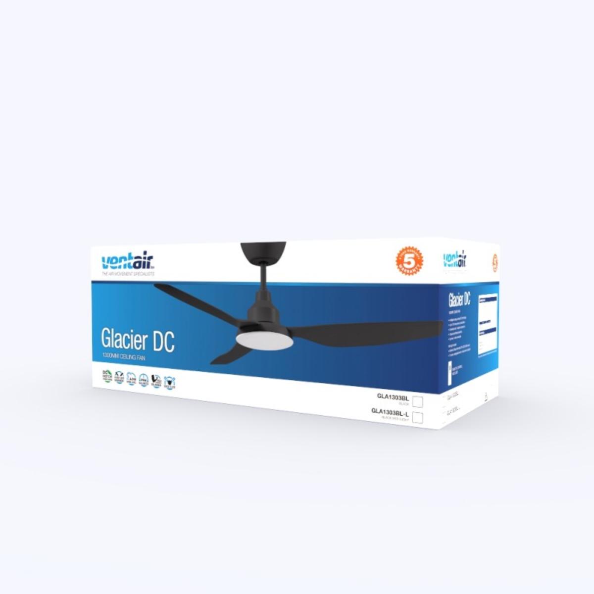 C/FAN GLACIER DC 52IN 1300MM 3BL DC +LED