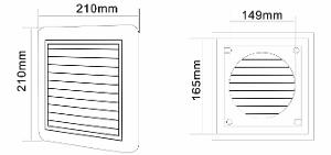 FIXED LOUVRE GRILLE SQUARE 150MM BLACK FIXED LOUVRE GRILLE SQUARE 150MM BLACK