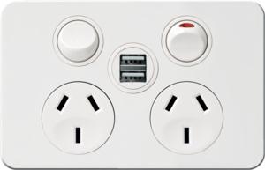 SIL. TWIN SOCKET OUTLET USB MW