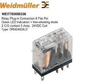 PLUG IN RELAY DRI424024LD 24VDC 5A 2C/O PLUG IN RELAY DRI424024LD 24VDC 5A 2C/O