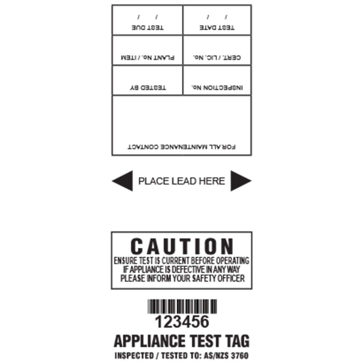 SELF LAMINAT TEST TAG WHITE NSW ONLY