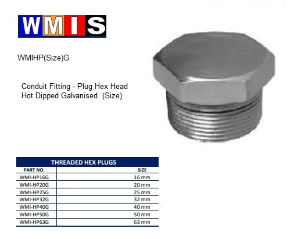 HEX PLUG GALVANISED STEEL 20MM