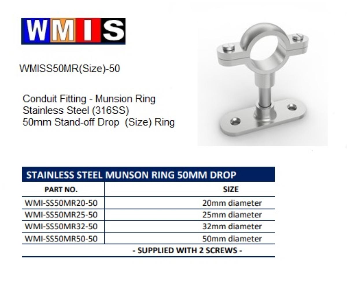 SLS 32MM DIA S/STEEL MUNSON RING 50MM DR