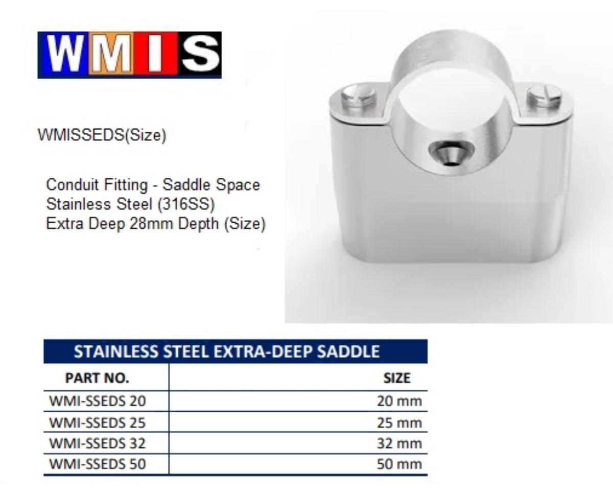 SLS 25MM S/STEEL EXTRA-DEEP SADDLE SPACE