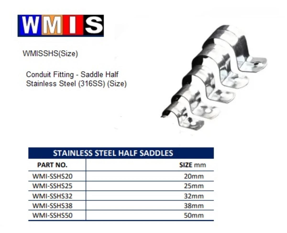 HALF SADDLE STAINLESS STEEL 25MM