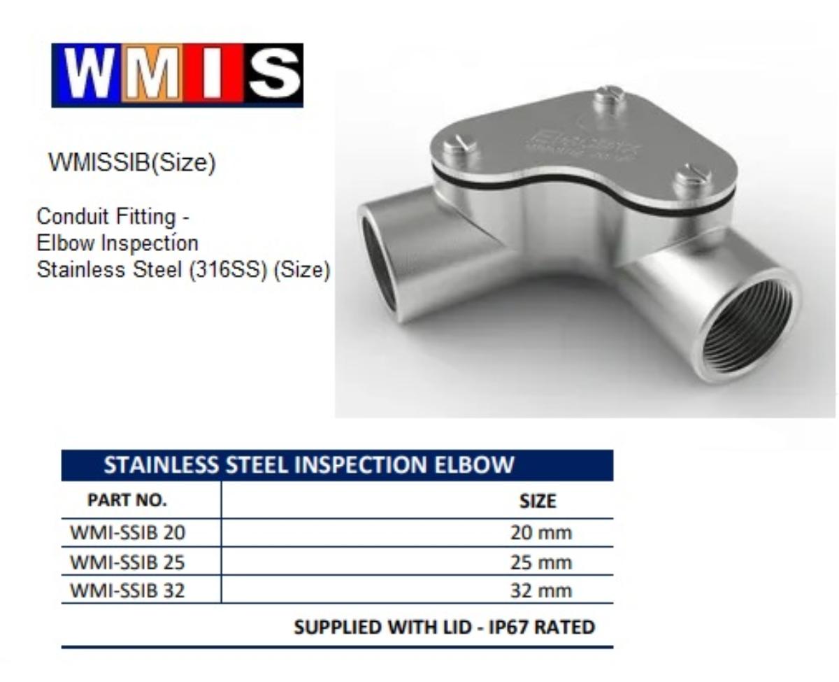 INSPECTION ELBOW STAINLESS STEEL 25MM
