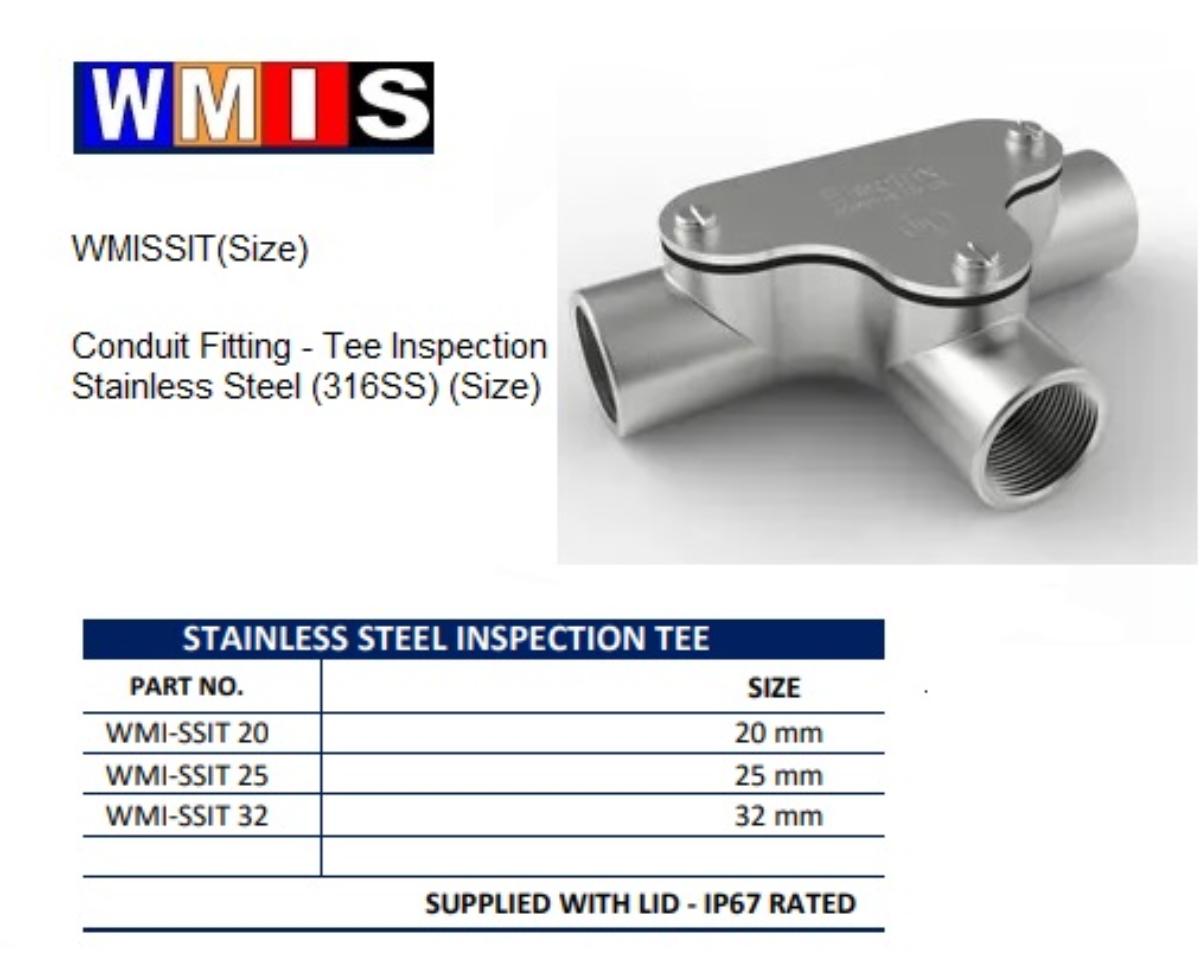 INSPECTION TEE STAINLESS STEEL 20MM