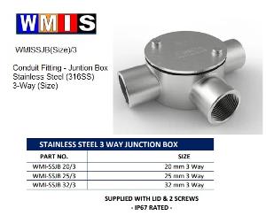 JUNCTION BOX STAINLESS STEEL 25MM 3 WAY