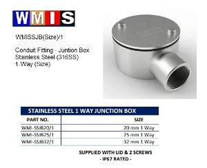 JUNCTION BOX STAINLESS STEEL 32MM 1 WAY