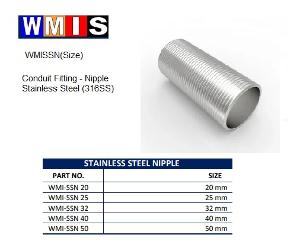 SLS THREADED NIPPLE STAINLESS STEEL 40MM