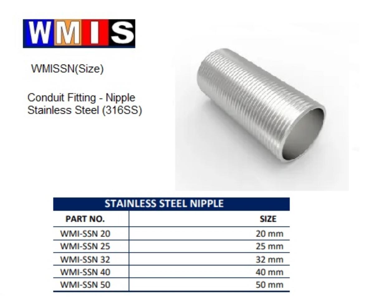 SCREWED NIPPLE STAINLESS STEEL 50MM
