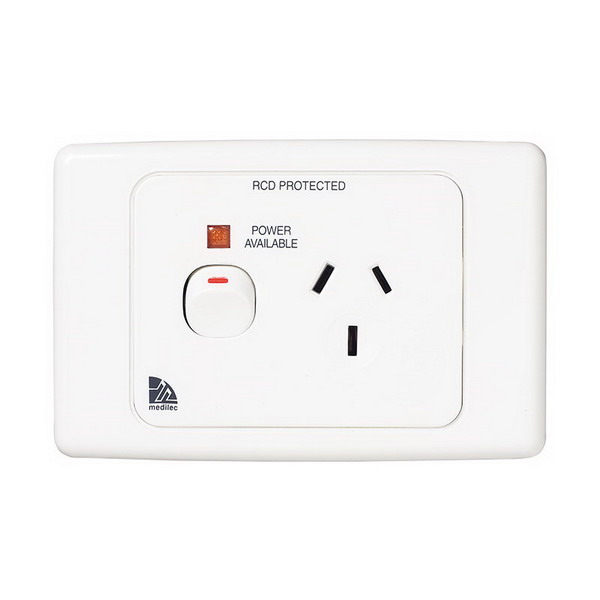 GPO SOCKET SINGLE SWITCED+NEON 10A RED